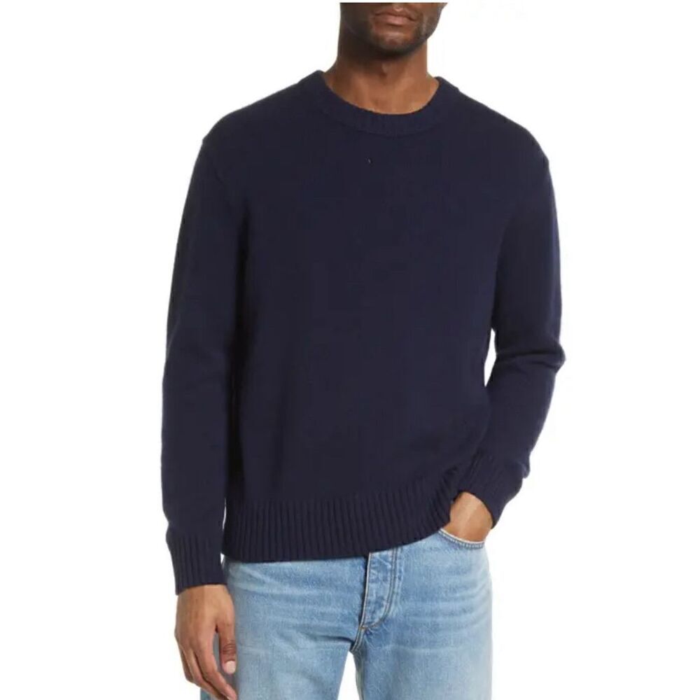 Nordstrom Navy Blue Crewneck 100% Cashmere Pullover Men’s Sweater NWOT Size Smal